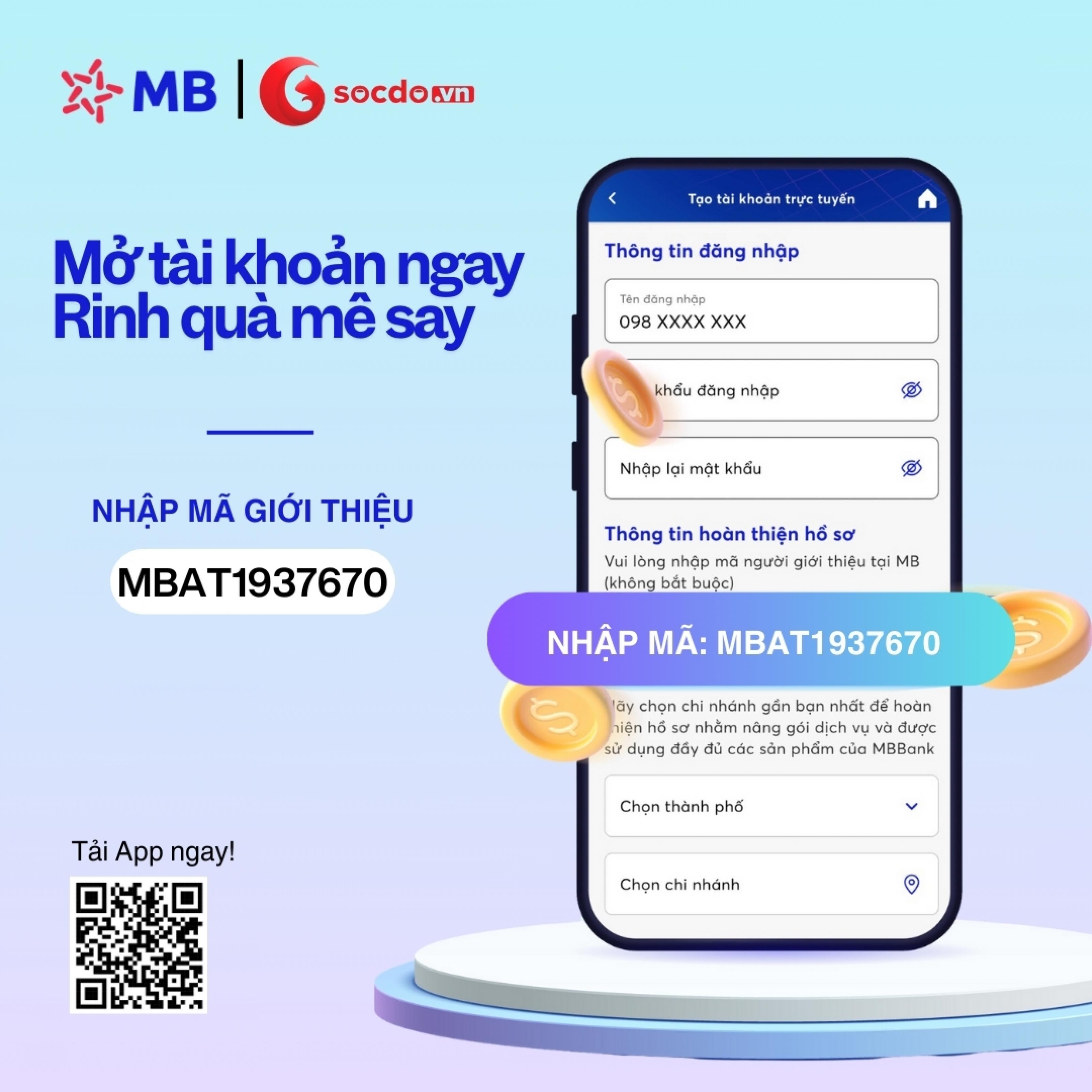 Đăng ký tài khoản MB Bank, nhận quà liền tay cùng Sóc Đỏ