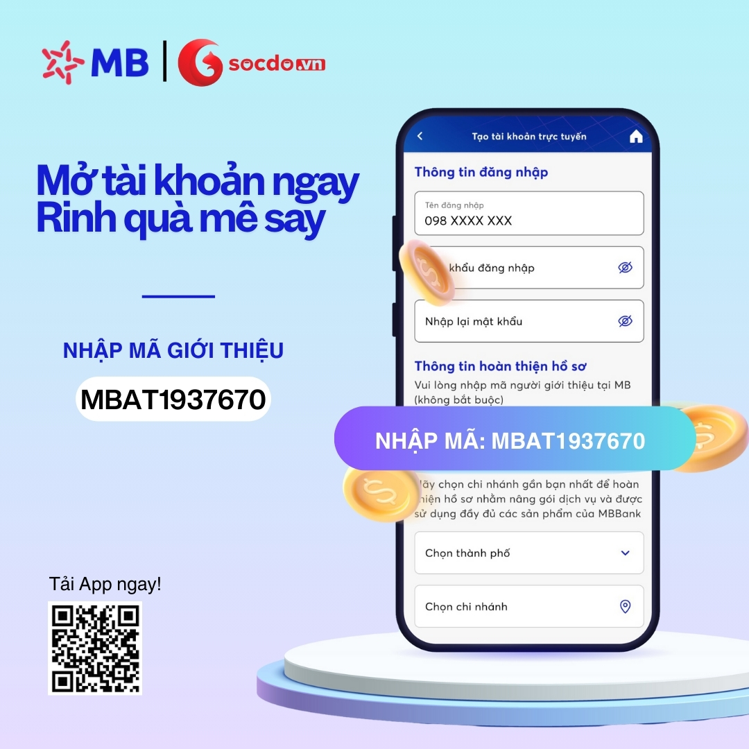 Đăng ký tài khoản MB Bank, nhận quà liền tay cùng Sóc Đỏ